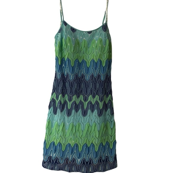 Lilly Pulitzer EUC Crochet Dress adjustable Spaghetti straps blue/green sz 2‎ - Picture 1 of 13